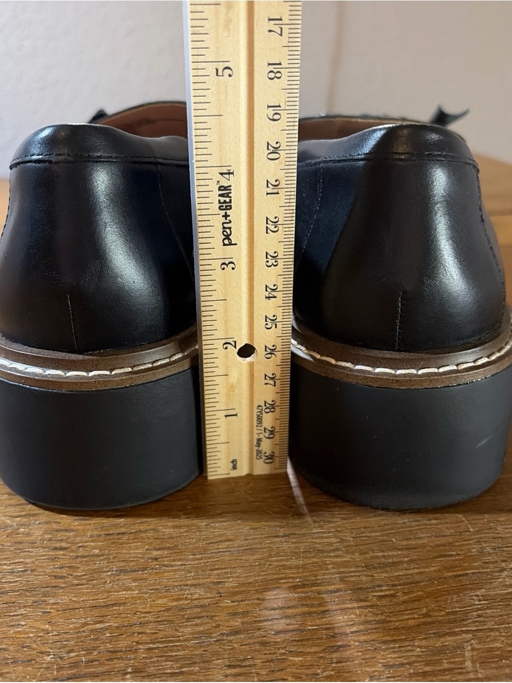 Nordstrom Black Leather Loafers with Silver Chain and Ribbon - Picture 2 of 8